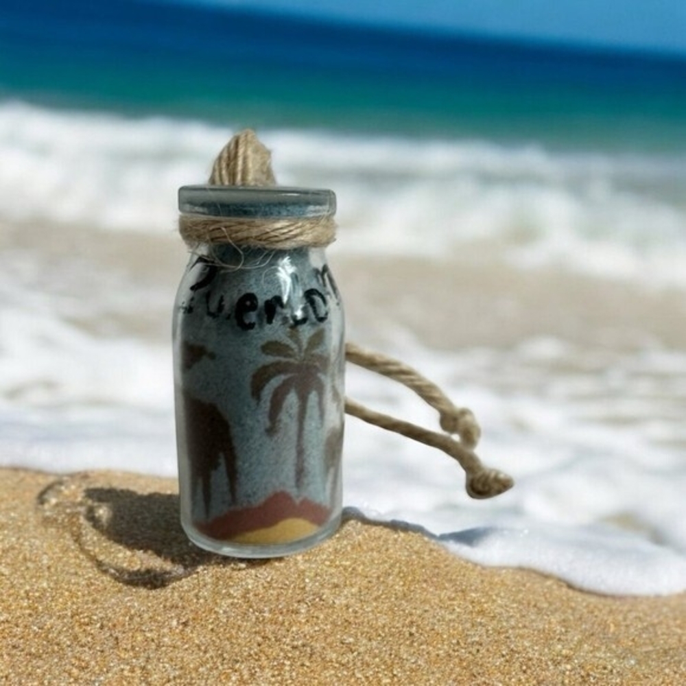 Puerto Rico Sand Art in Bottle Handmade Souvenir Landscape Scene Memorabilia